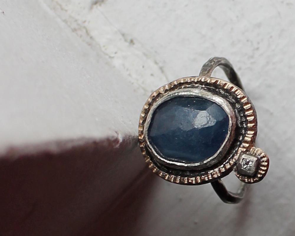 Blue Sapphire and Diamond Ring by Franny E 1