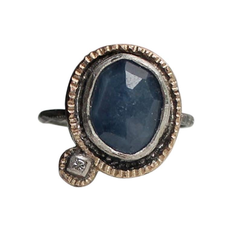 Blue Sapphire and Diamond Ring by Franny E