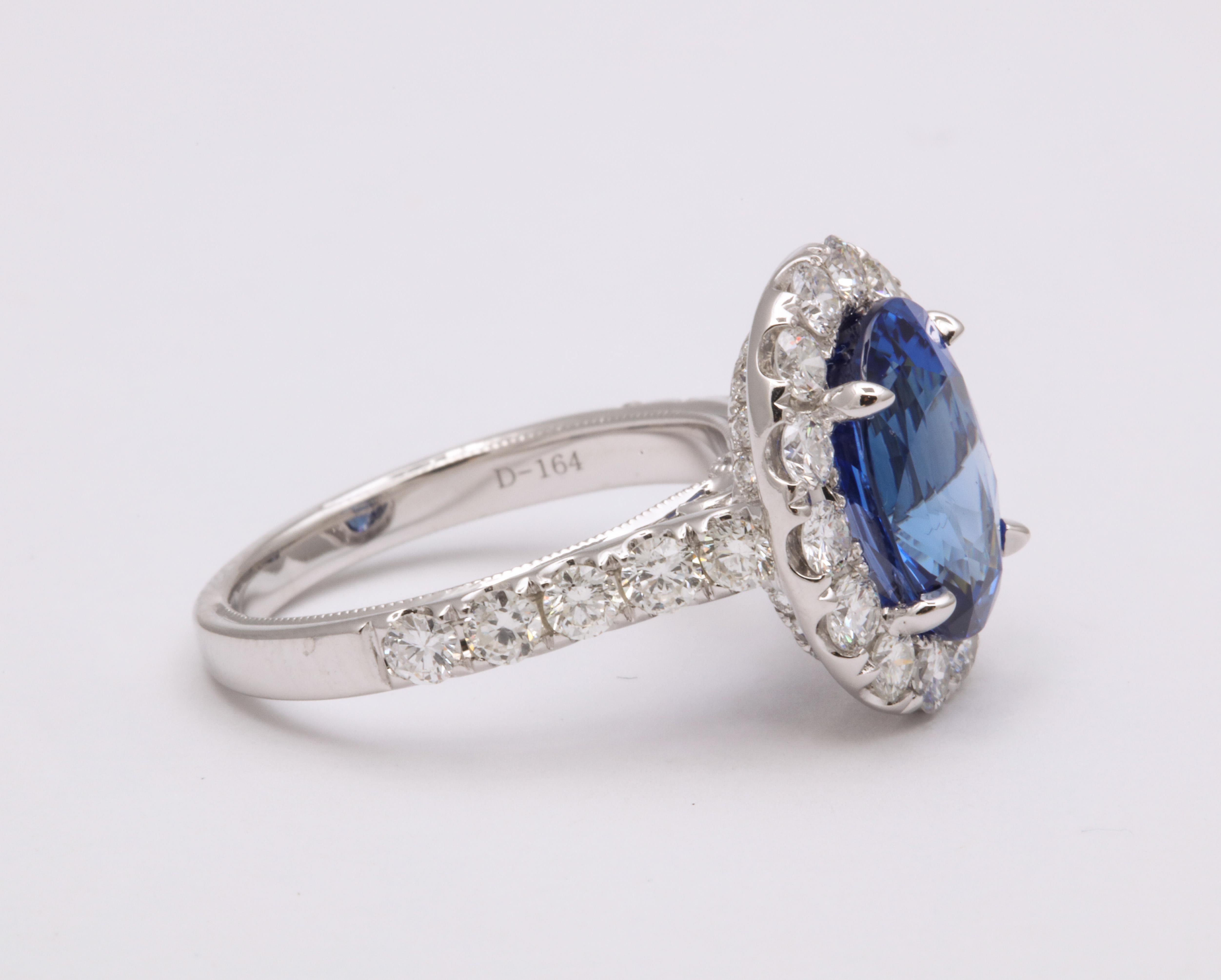 Women's or Men's Blue Sapphire and Diamond Ring