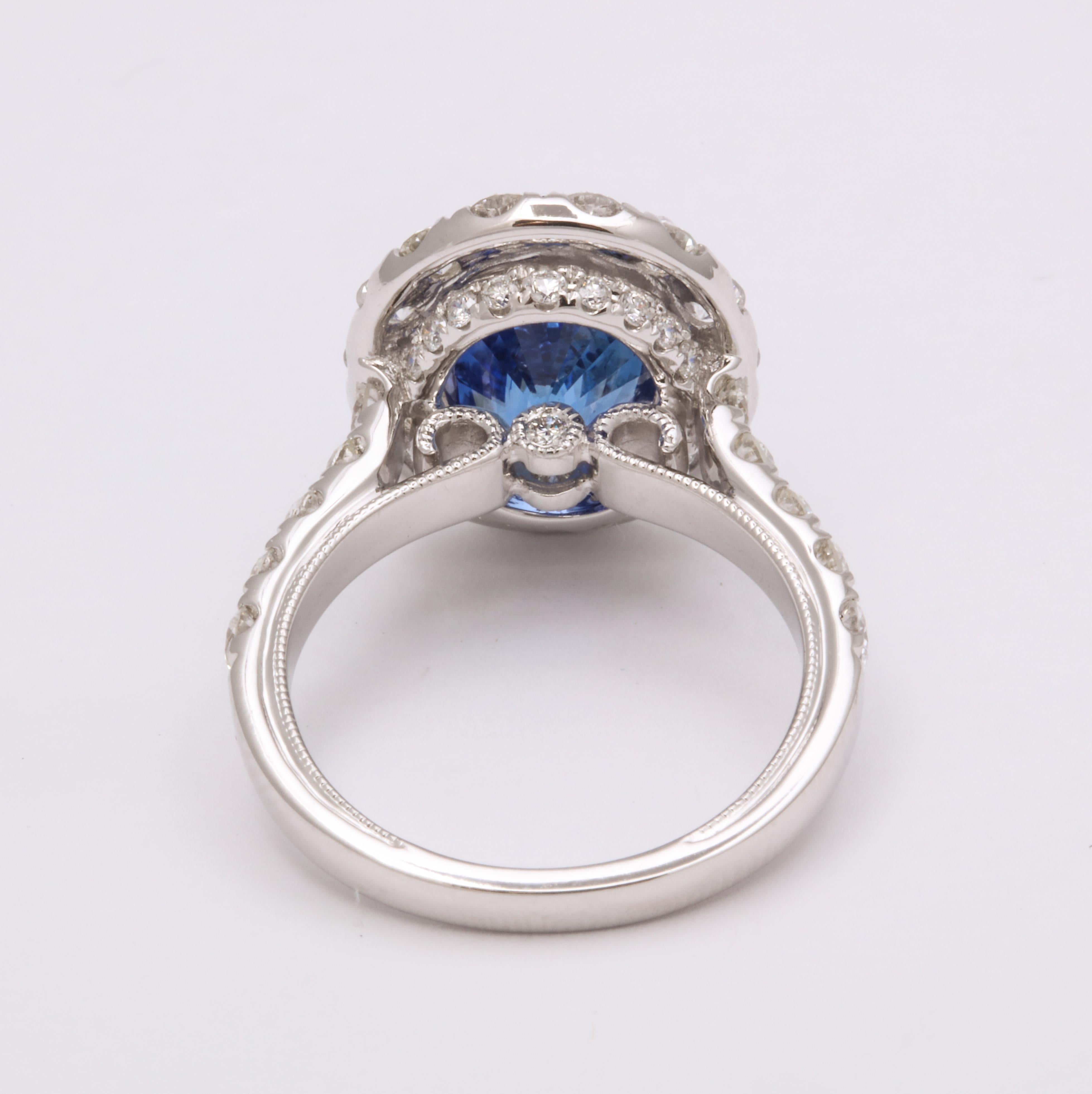 Blue Sapphire and Diamond Ring 1