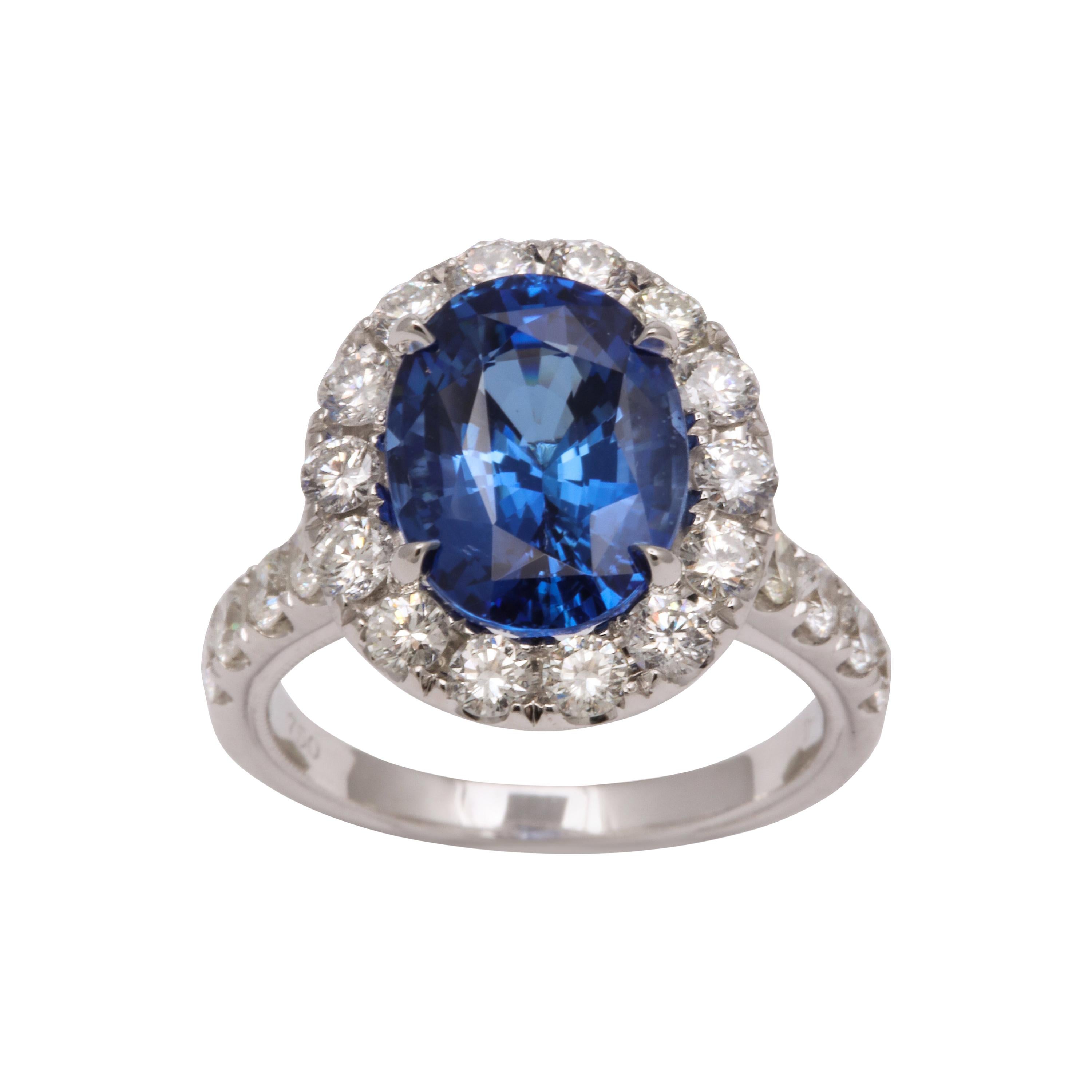 Blue Sapphire and Diamond Ring