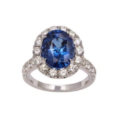 Blue Sapphire and Diamond Ring