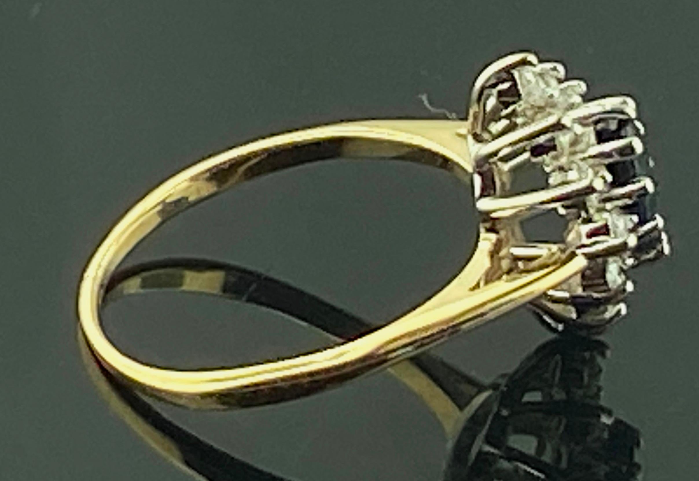 Women's or Men's Blue Sapphire and Diamond Ring in 14 Karat Gold