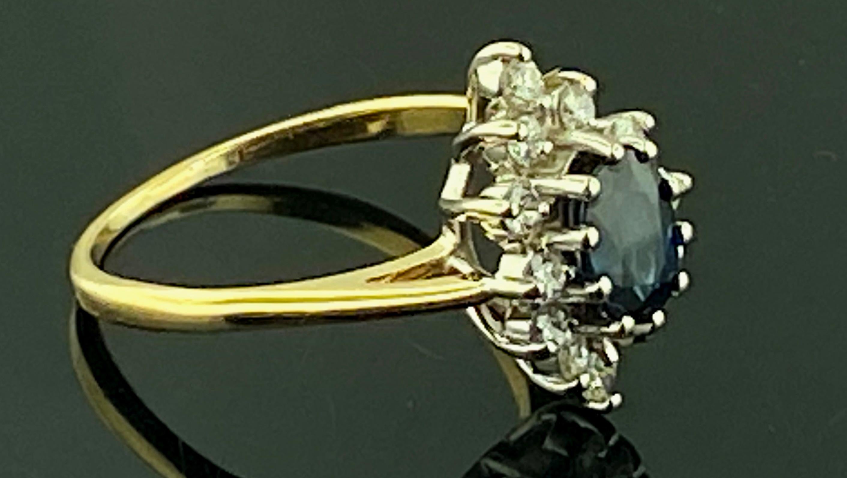 Blue Sapphire and Diamond Ring in 14 Karat Gold 1