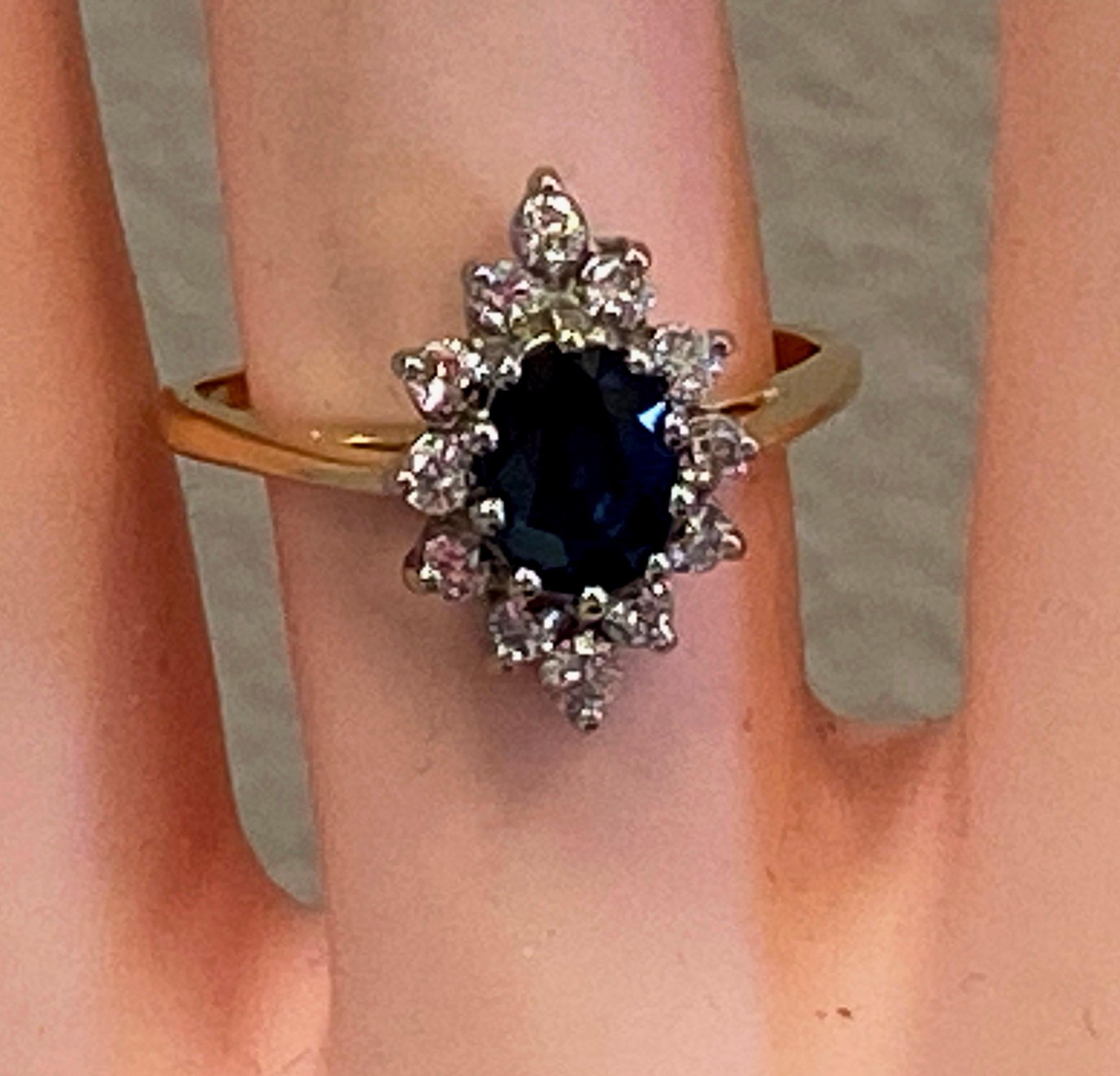 Blue Sapphire and Diamond Ring in 14 Karat Gold 2