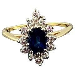 Blue Sapphire and Diamond Ring in 14 Karat Gold