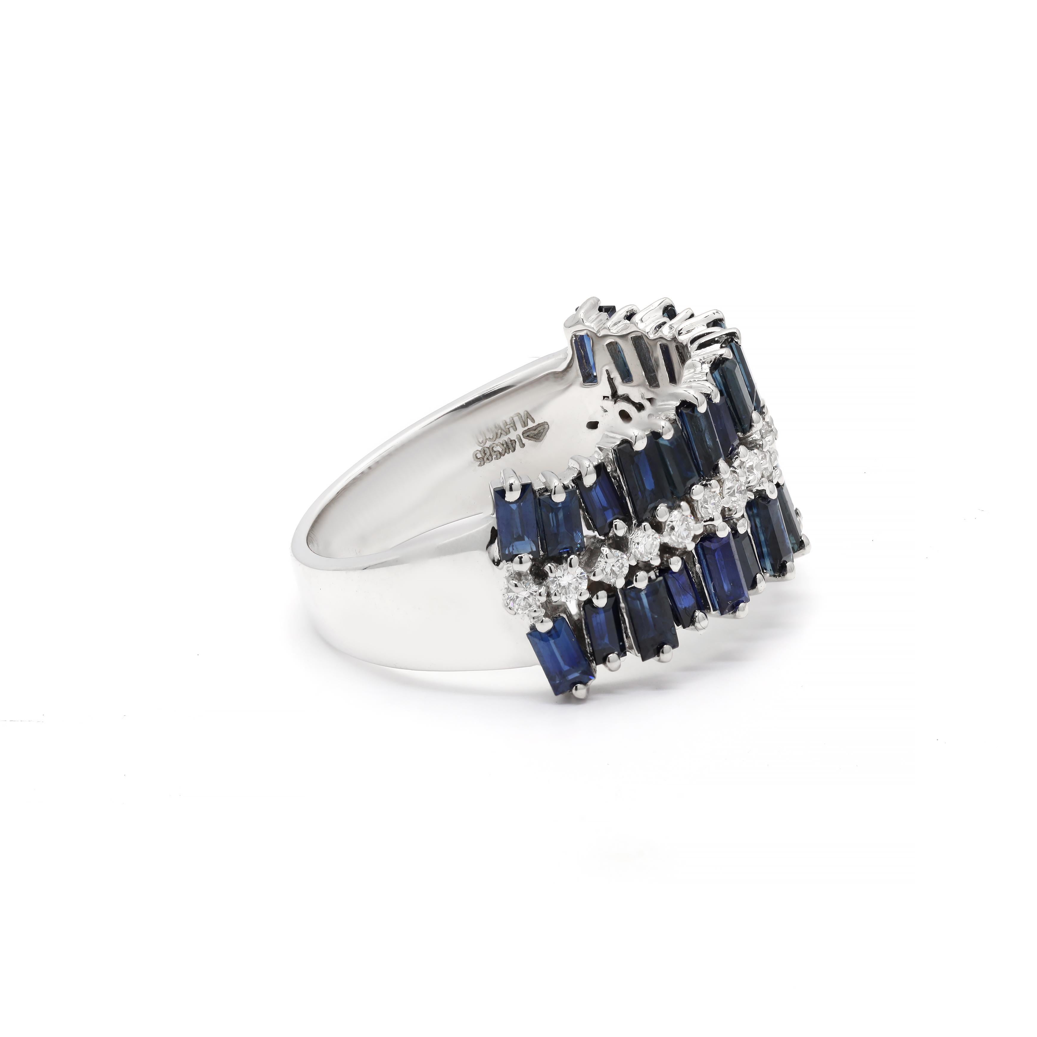 For Sale:  2.15 ct Blue Sapphire and Diamond Cluster Ring in 14K White Gold, Ring for Her 4
