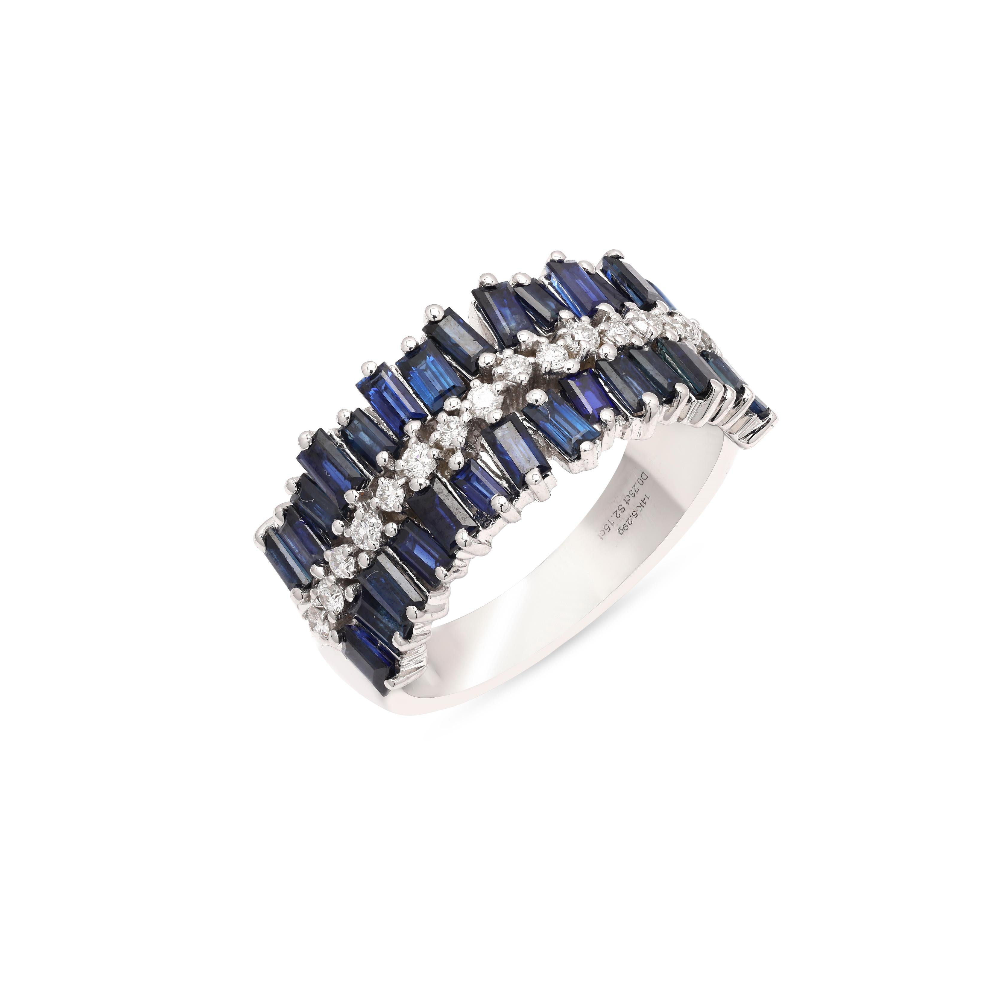 For Sale:  2.15 ct Blue Sapphire and Diamond Cluster Ring in 14K White Gold, Ring for Her 6