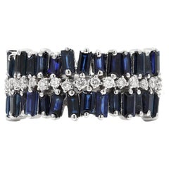 2.15 ct Blue Sapphire and Diamond Cluster Ring in 14K White Gold, Ring for Her