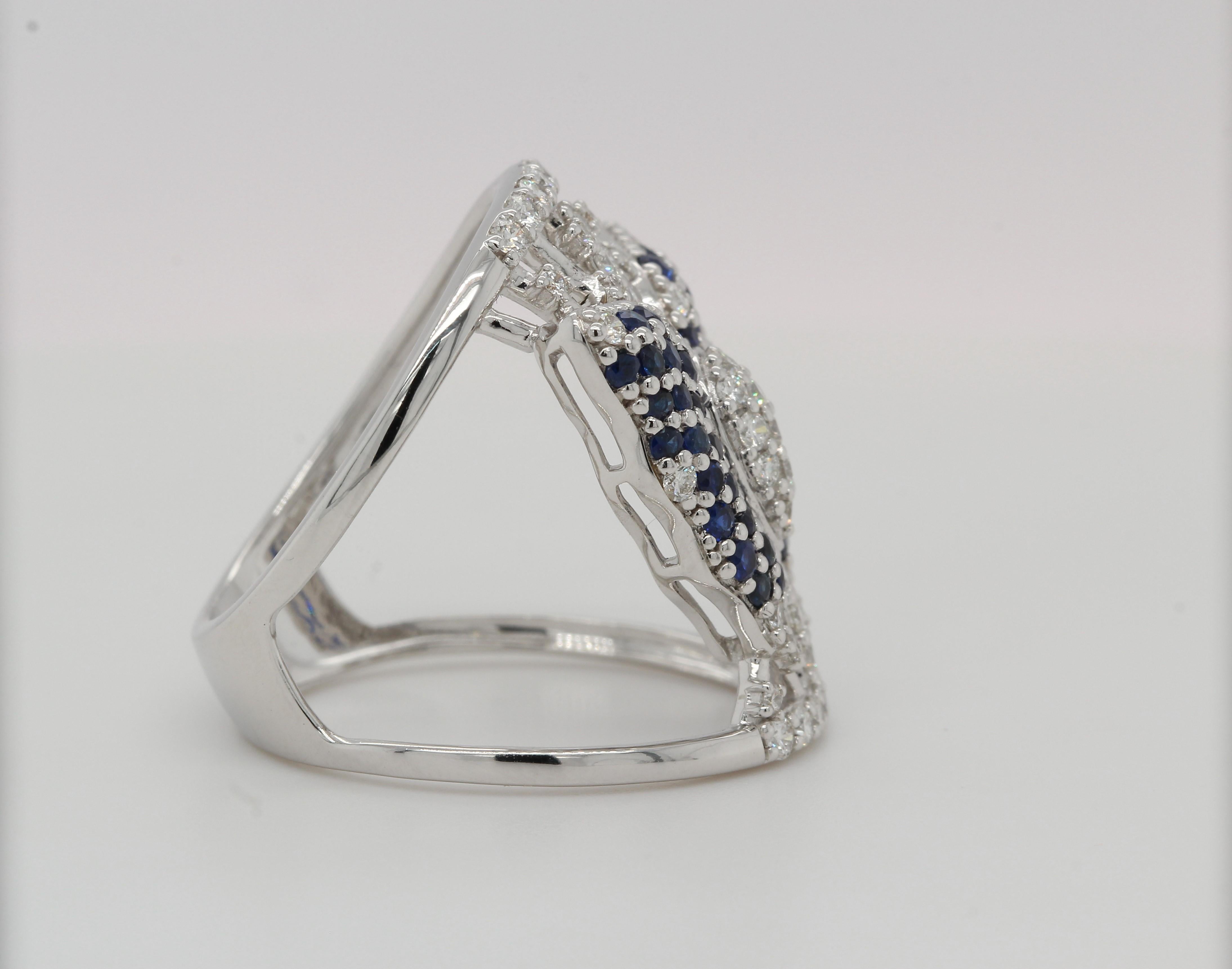 Blauer blauer Saphir und Diamantring aus 18 Karat Gold für Damen oder Herren im Angebot