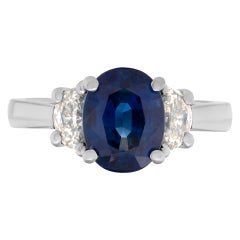 Blue Sapphire and Diamond Ring in Platinum