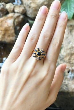 Blue Sapphire and Diamond Ring Set in 14 Karat Gold Settings