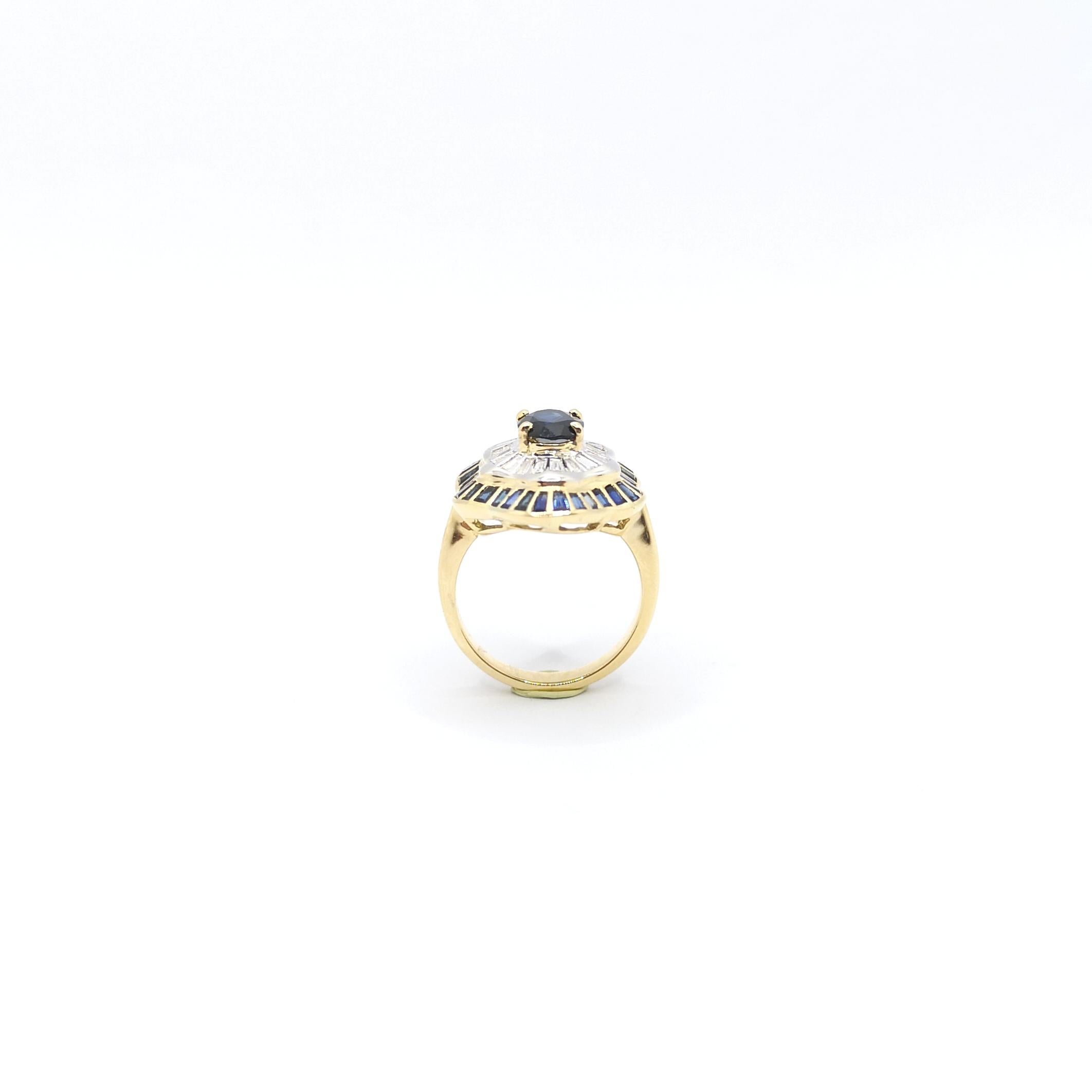 Ring mit blauem Saphir und Diamant in 18 Karat Goldfassungen gefasst im Angebot 5