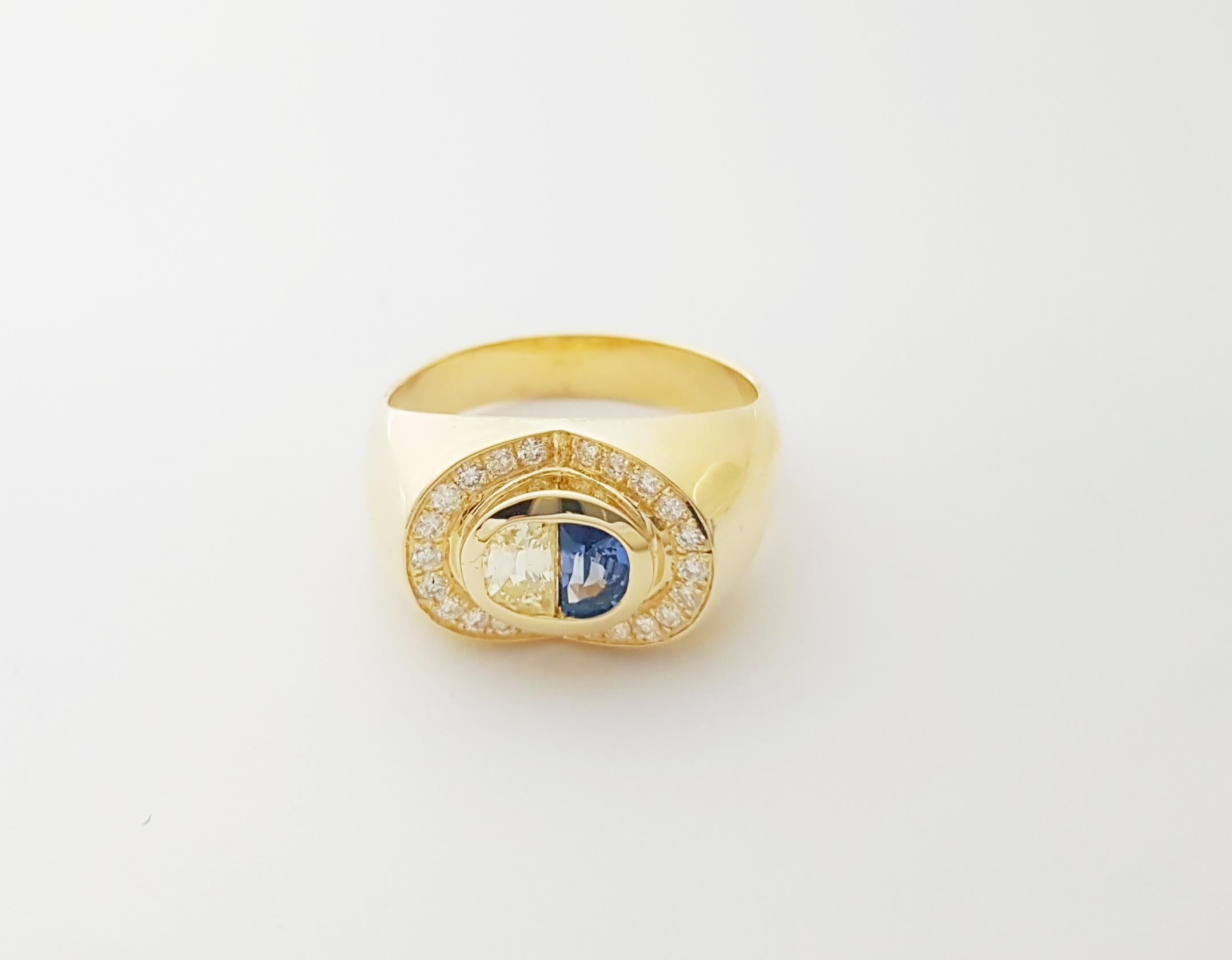 Ring mit blauem Saphir und Diamant in 18 Karat Goldfassungen gefasst im Angebot 6