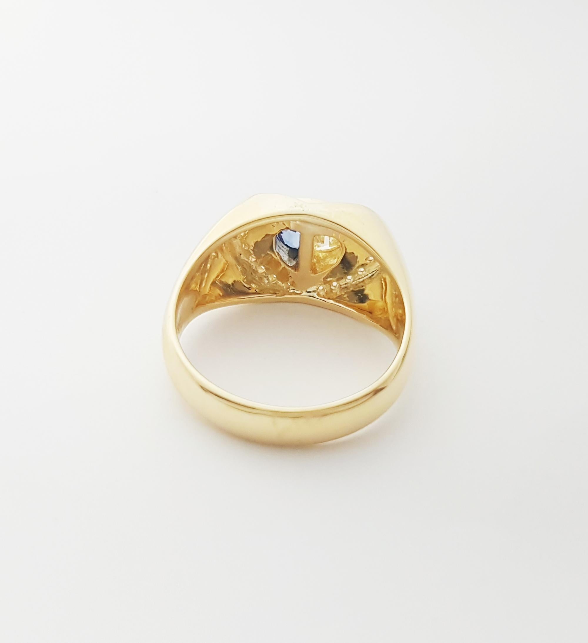 Ring mit blauem Saphir und Diamant in 18 Karat Goldfassungen gefasst im Angebot 8