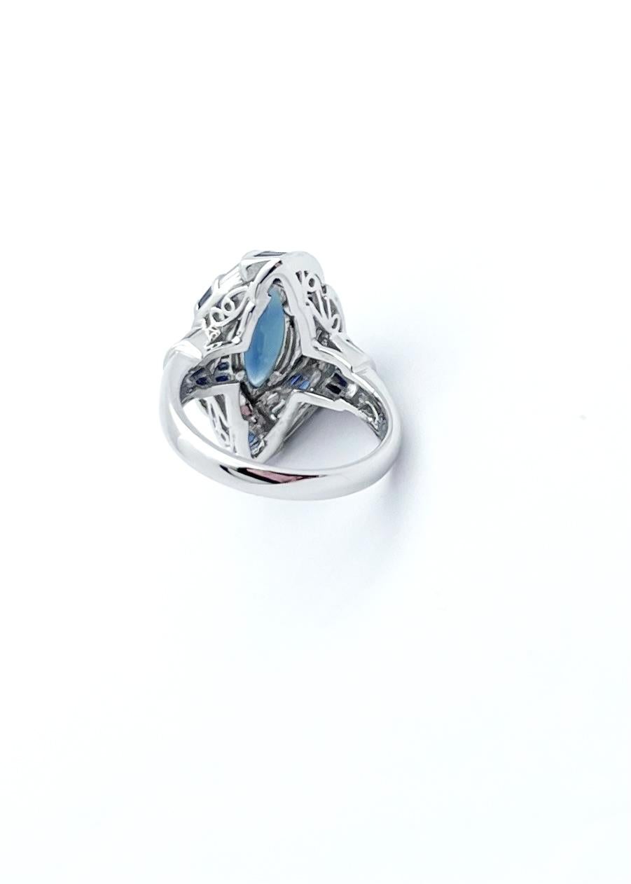 Ring mit blauem Saphir und Diamant in 18 Karat Weißgold gefasst im Angebot 6
