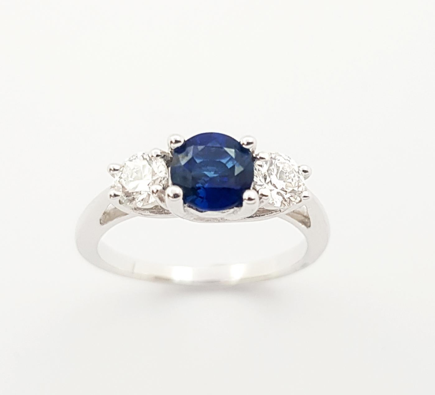 Ring mit blauem Saphir und Diamant in 18 Karat Weißgold gefasst im Angebot 2