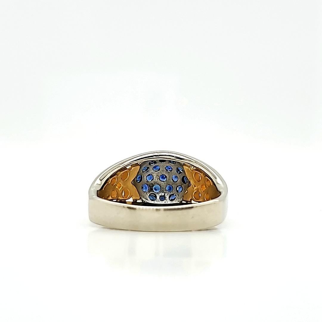 Blue Sapphire and Diamond Engagement Ring with 18 and 24 K Gold Work In New Condition For Sale In Hong Kong, HK