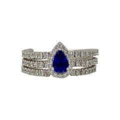 Flexibler Ring mit blauem Saphir und Diamant aus 14 Karat Weißgold.