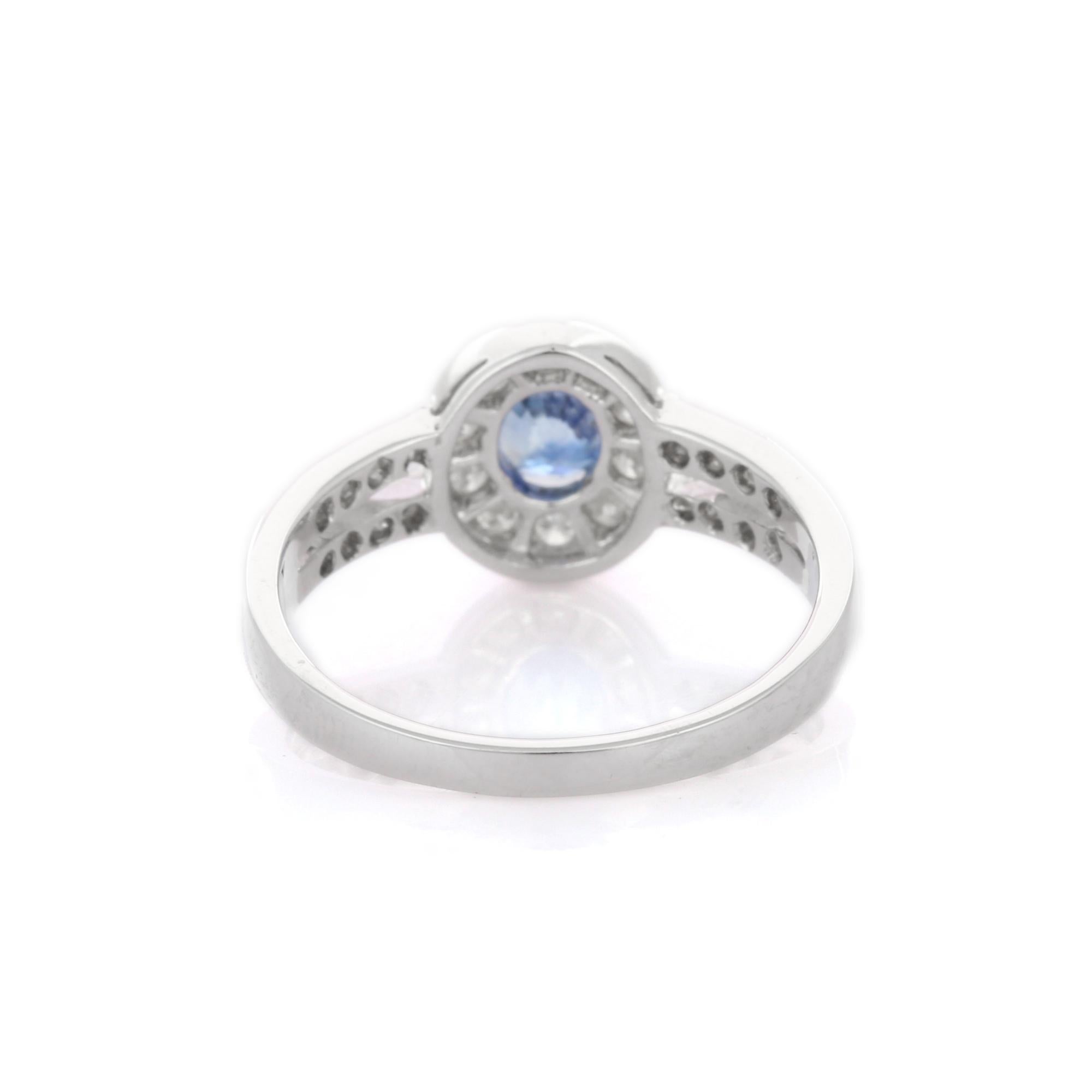 For Sale:  Blue Sapphire and Diamond Engagement Ring Gift For Her in 18K White Gold 4