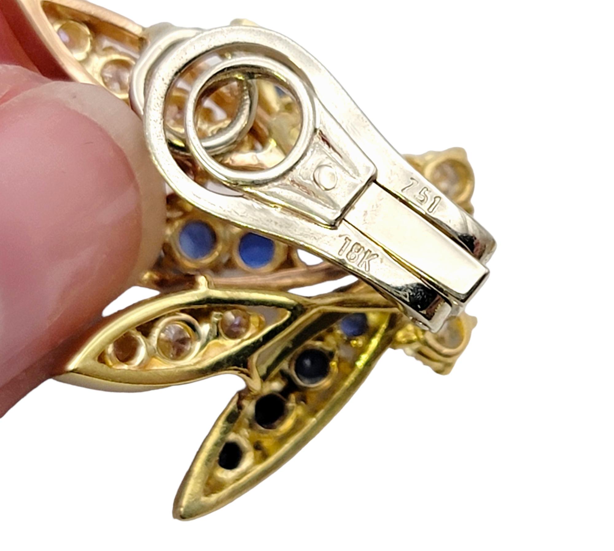 Non-Pierced Ohrringe aus 18 Karat Multi Gold mit blauem Saphir und Diamant Sprüh  im Angebot 5