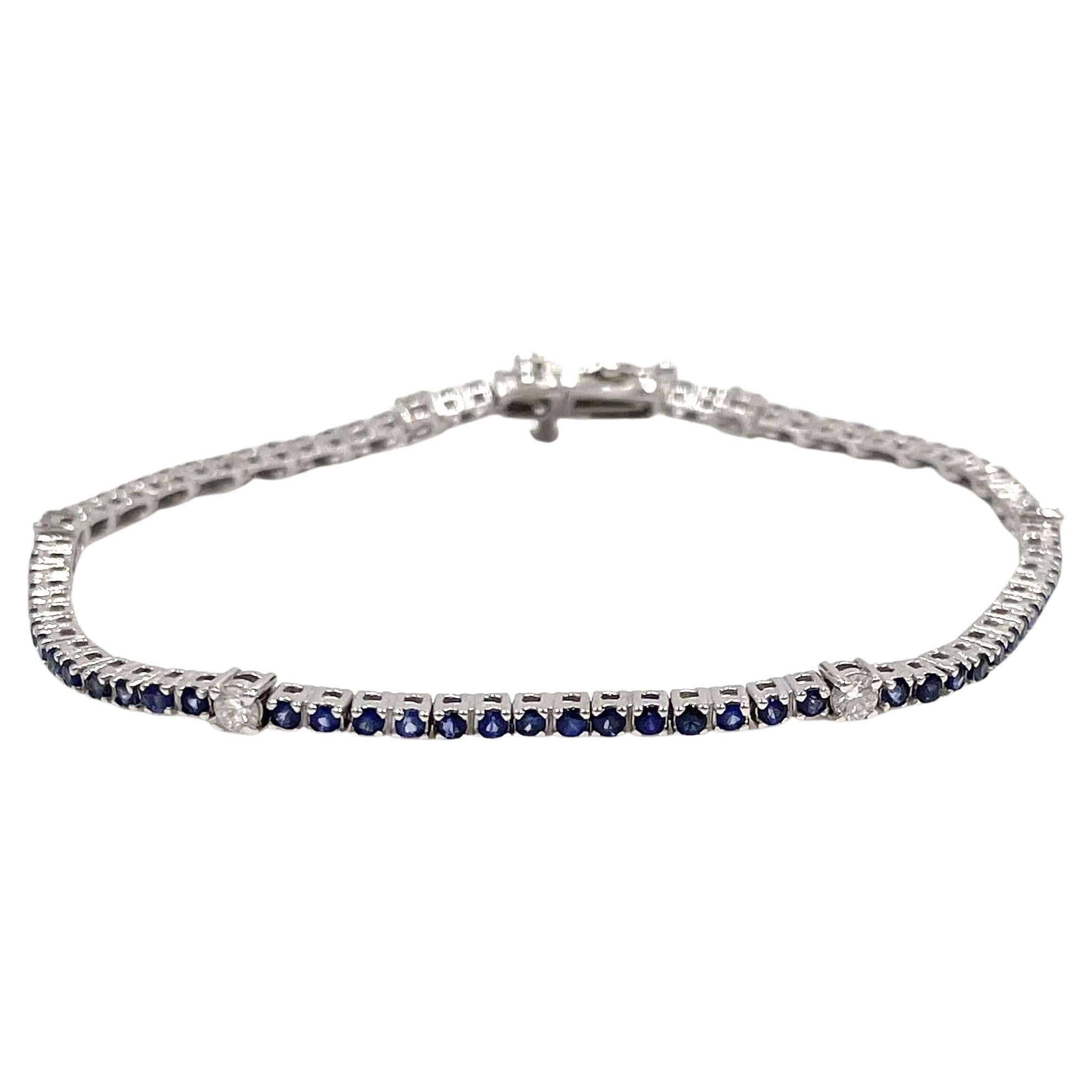1/10ct Round White Natural Diamond Blue Sapphire Ruby Heart Bolo Bracelet for Women 