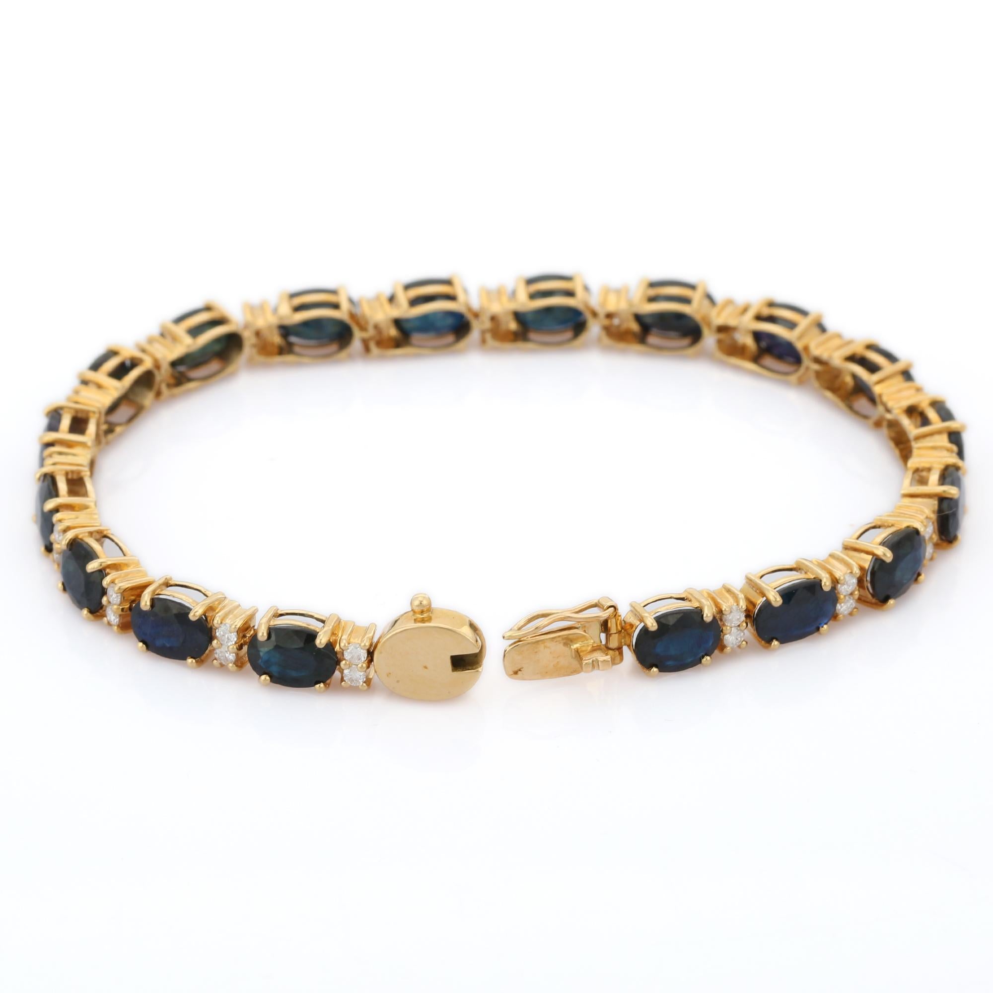 sapphire and diamond tennis bracelet yellow gold