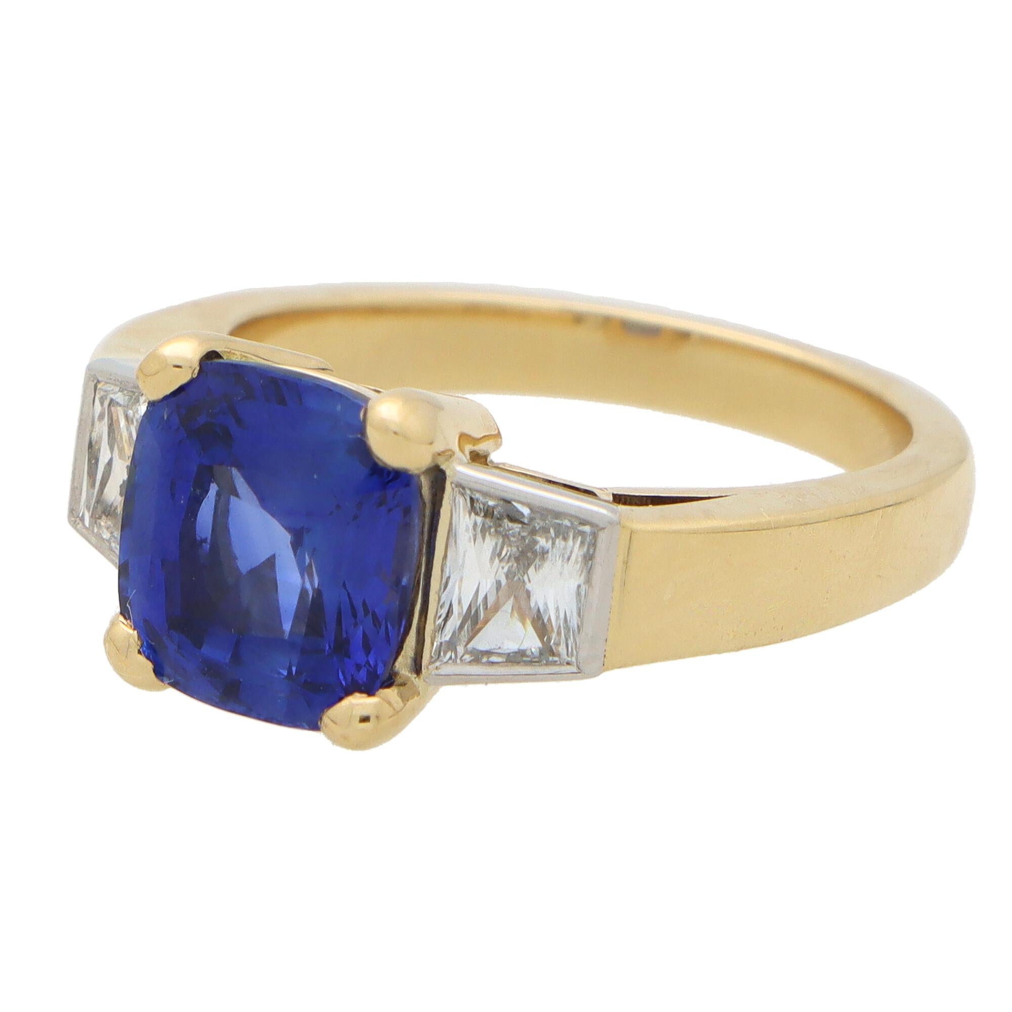 18k white gold ring with blue sapphire