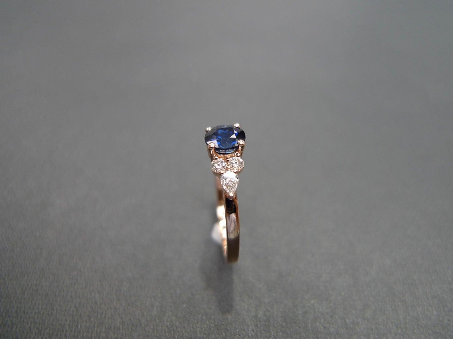 For Sale:  Blue Sapphire and Diamond Unique Engagement Ring in 14K Rose Gold, gift for her 5