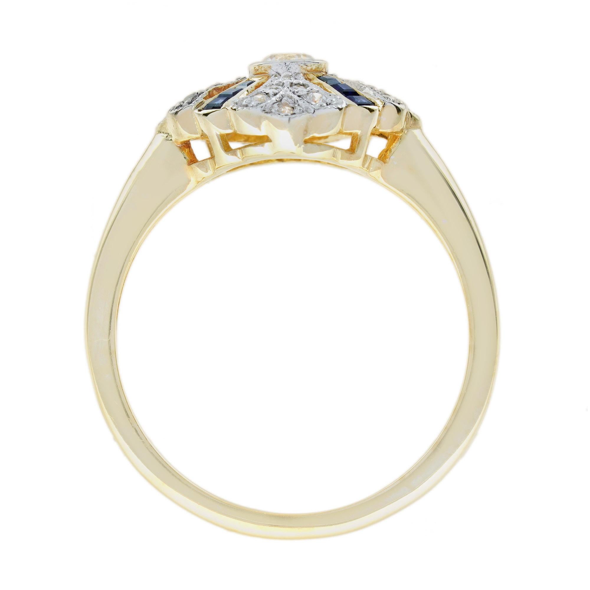 Im Angebot: Vintage-Ring aus 14K zweifarbigem Gold mit blauem Saphir und Diamant im Vintage-Stil () 6