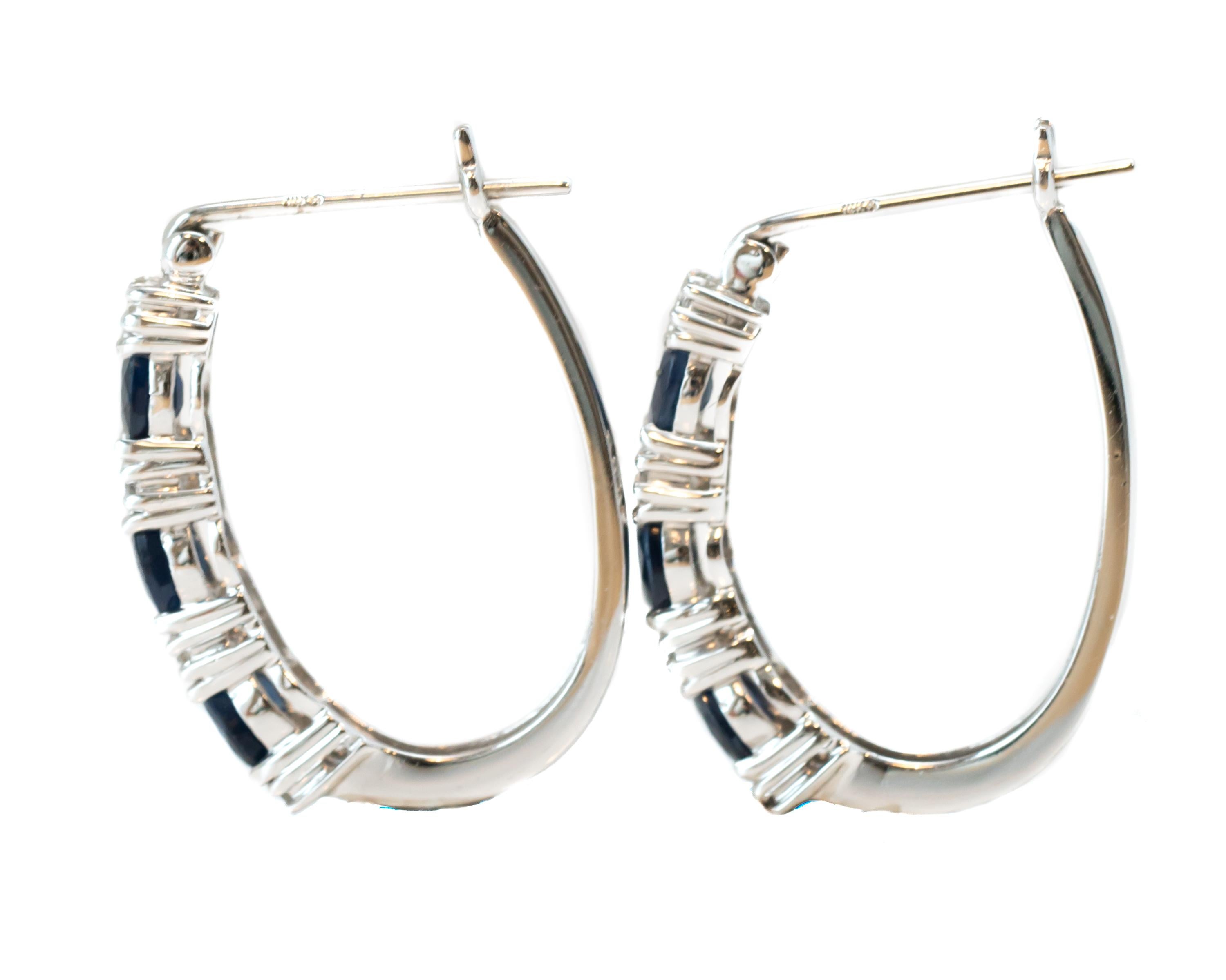 sapphire hoop earrings white gold