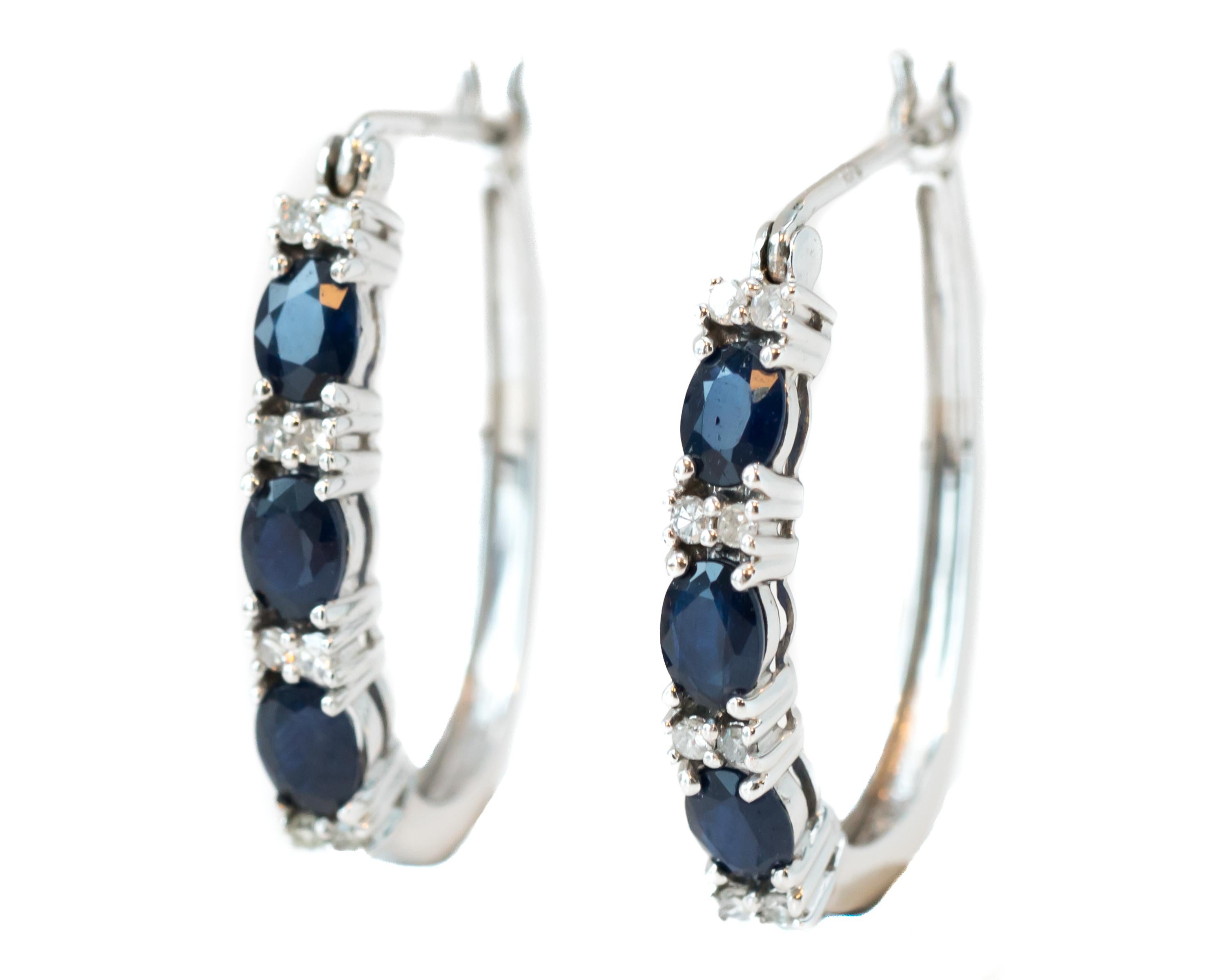 sapphire diamond hoop earrings