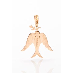 Blue Sapphire and Diamonds, Enamel Bird Pendant