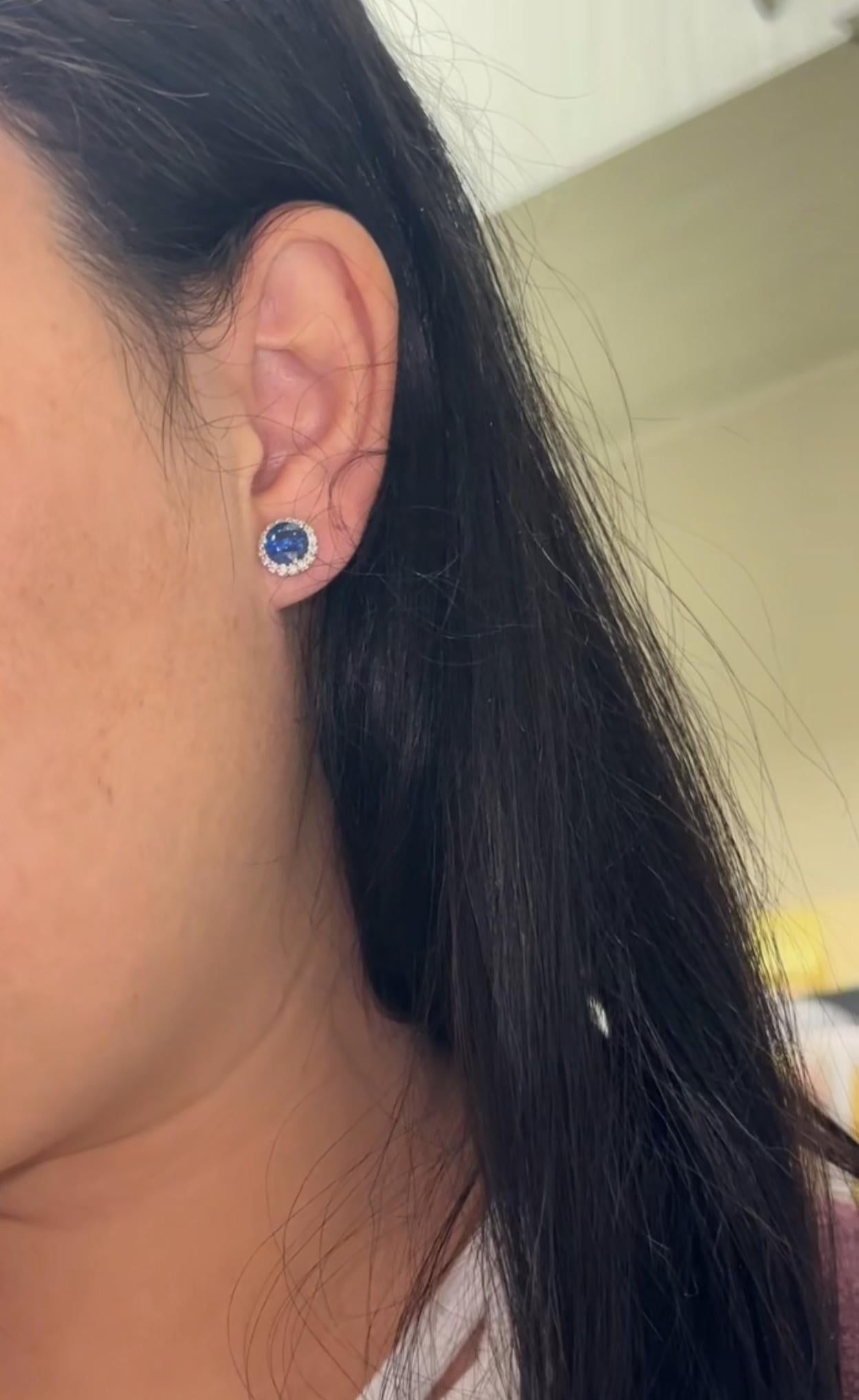 da uomo o donna Perfectly matched approx 3ct Ceylon Blue Sapphire Halo Earrings in vendita
