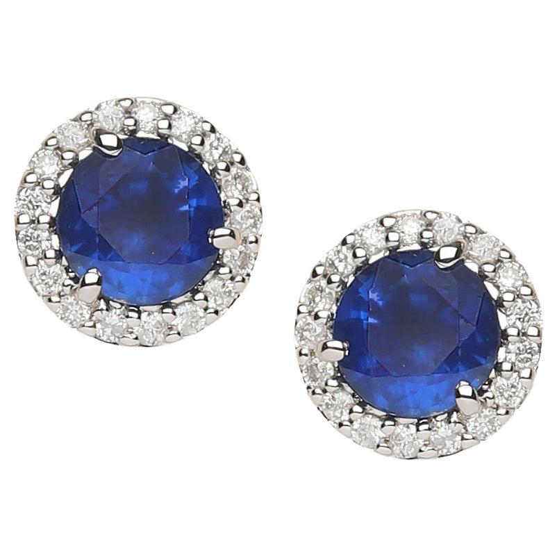 Perfectly matched approx 3ct Ceylon Blue Sapphire Halo Earrings
