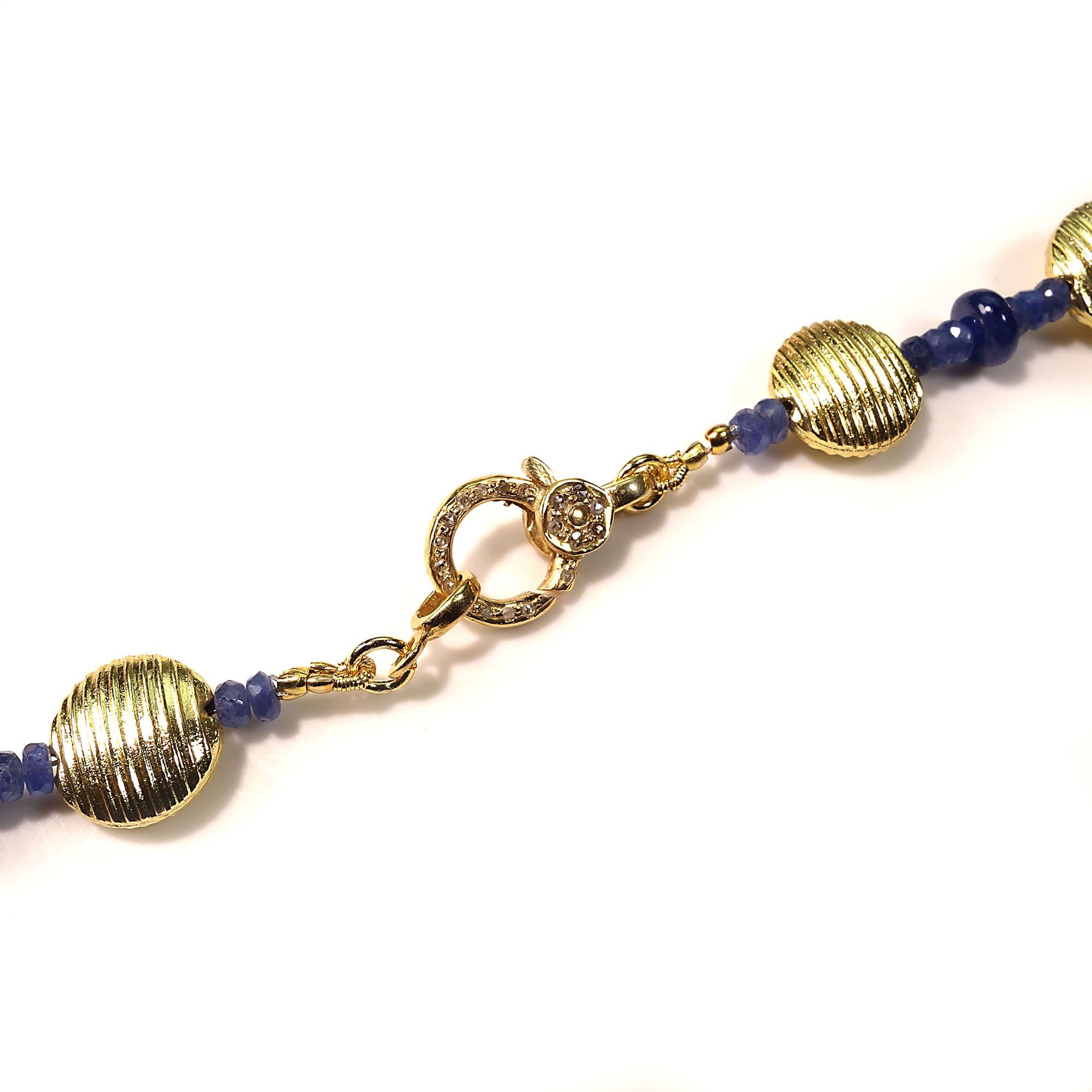Artisan  AJD Elegant Blue Sapphire and Gold Choker Necklace  Great Gift!! For Sale
