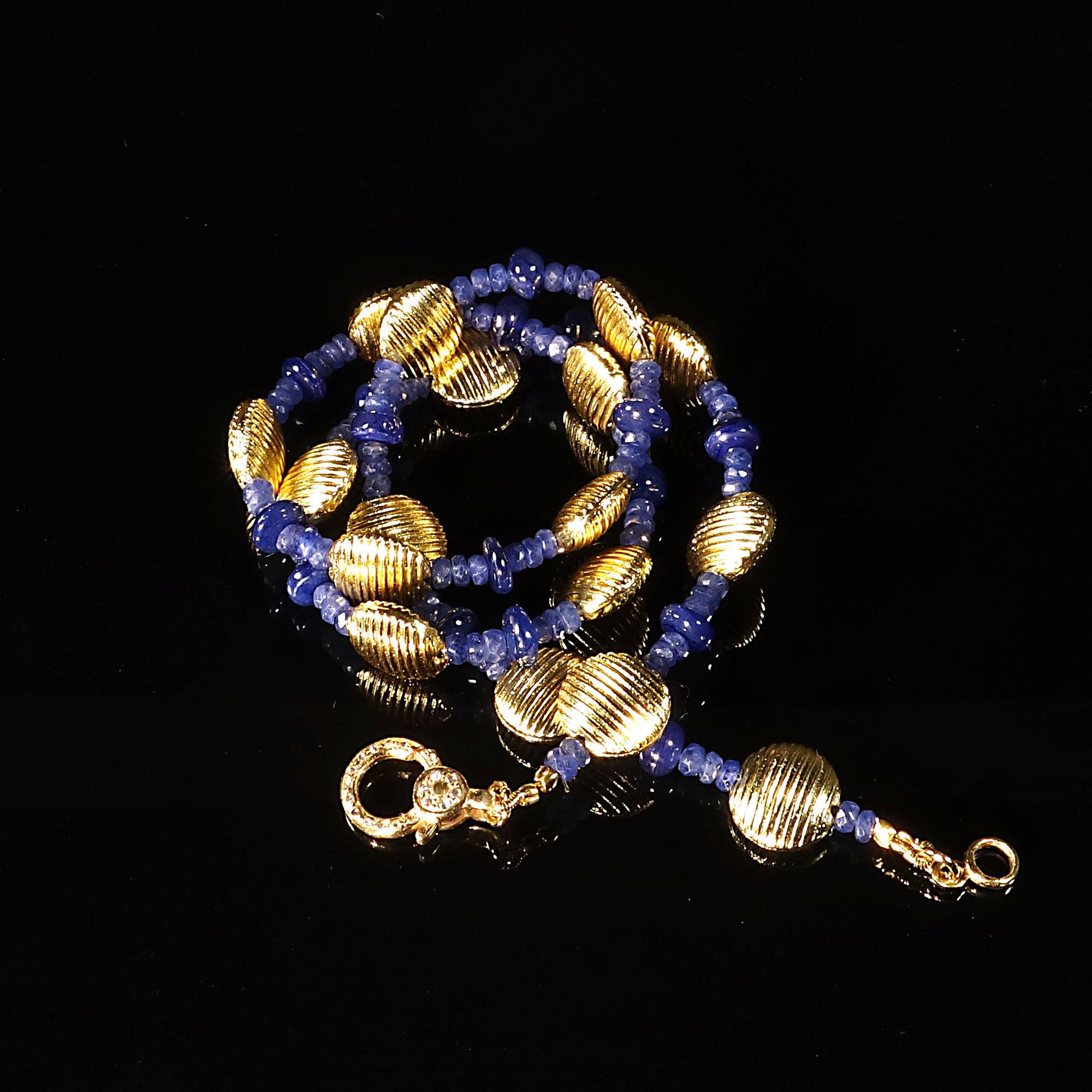  AJD Elegant Blue Sapphire and Gold Choker Necklace  Great Gift!! In New Condition For Sale In Raleigh, NC