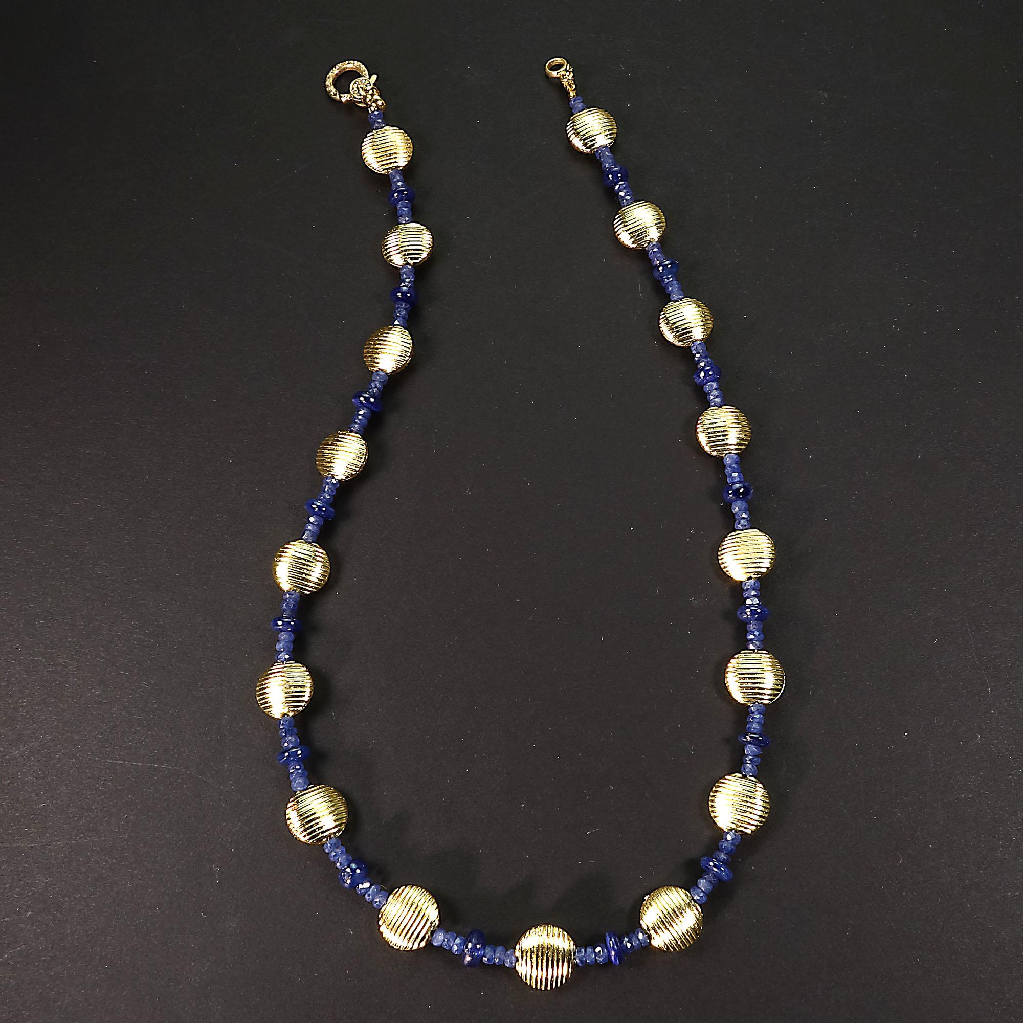 Women's or Men's  AJD Elegant Blue Sapphire and Gold Choker Necklace  Great Gift!! For Sale