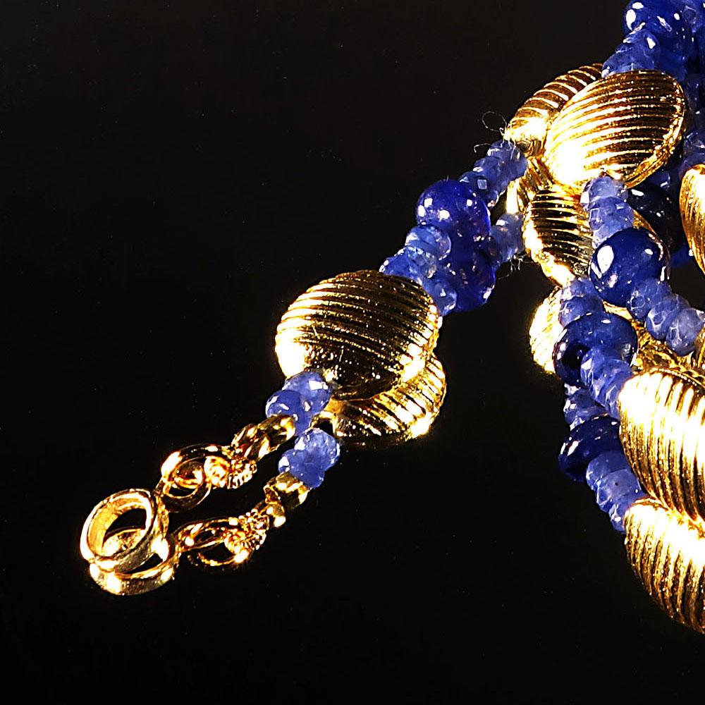  AJD Elegant Blue Sapphire and Gold Choker Necklace  Great Gift!! For Sale 2