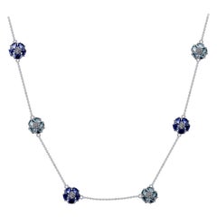 London and Sky Blue Topaz Blossom Gentile Chain Necklace