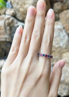 Blue Sapphire and Ruby Eternity Ring set in 18K White Gold Settings