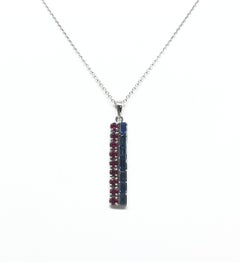 Blue Sapphire and Ruby Pendant Set in 18 Karat White Gold Settings