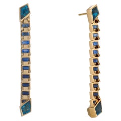 JV Insardi Umwandelbare Ohrringe aus 18 Karat Gold mit blauem Saphir und Schweizer Topas