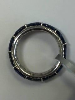 Blue Sapphire and White Diamond Band in 18 Karat White Gold