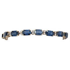 Bracelet en or jaune 18 carats, saphir bleu et diamant blanc