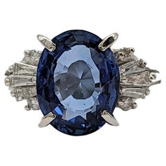 Blue Sapphire and White Diamond Cocktail Ring in Platinum