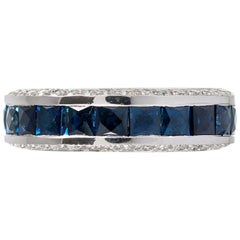 Blue Sapphire and White Diamond Eternity Band