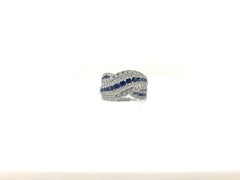 Blue Sapphire and White Diamond Ring in 18 Karat White Gold