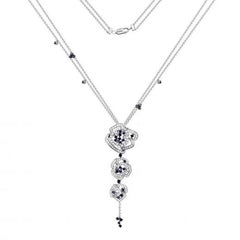 Blue Sapphire and White Diamond Royal Pendant 18K Gold Necklace