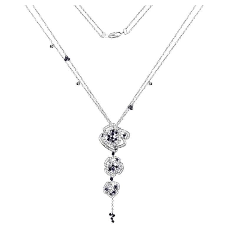 Blue Sapphire and White Diamond Royal Pendant 18K Gold Necklace
